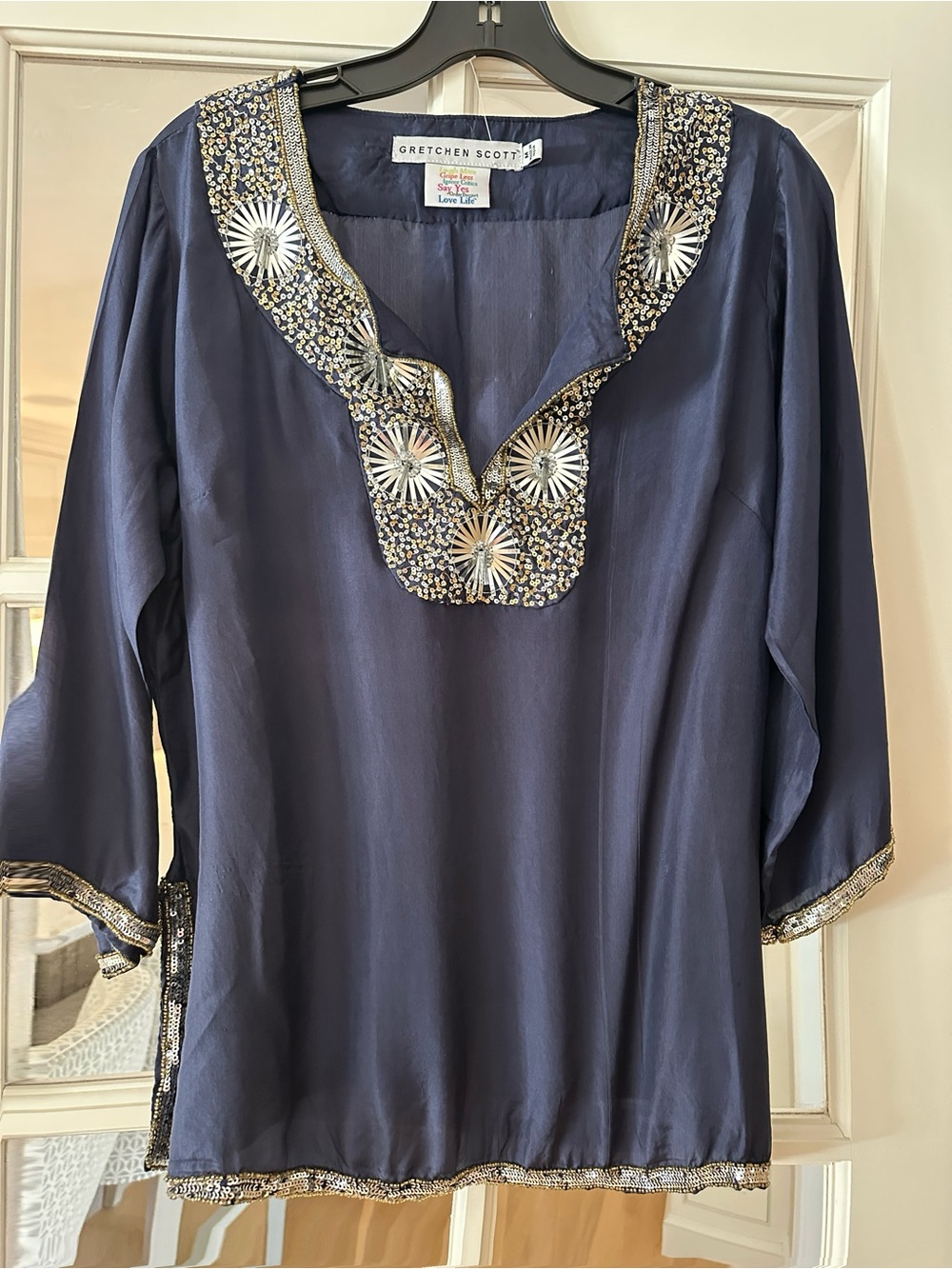 Gretchen Scott Designs Navy Embellished V-Neck Tunic